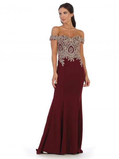 5193 - Off Shoulder Gown With Embroidered Bodice - Image 12