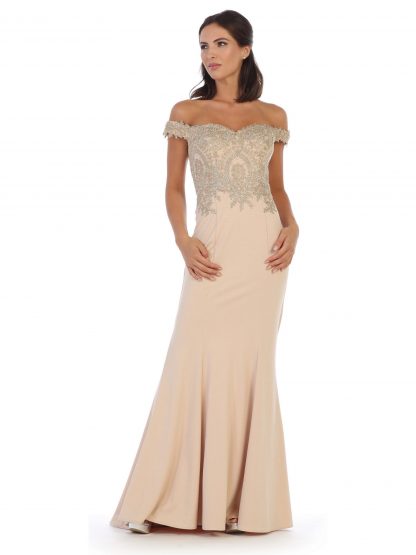 5193 - Off Shoulder Gown With Embroidered Bodice - Image 13