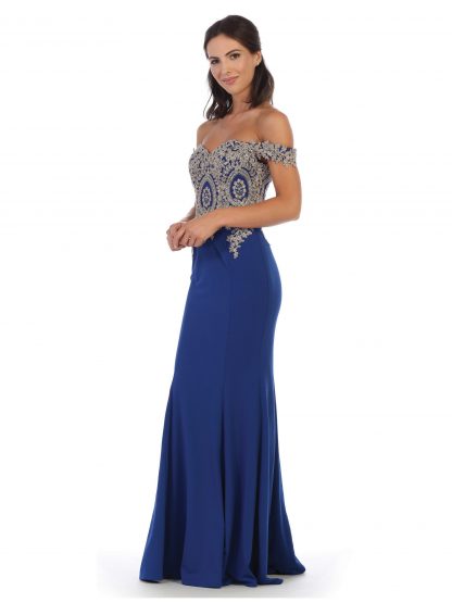 5193 - Off Shoulder Gown With Embroidered Bodice - Image 10