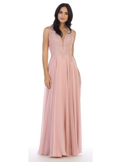 5201 - Embroidered Lace Bodice Gown - Image 11