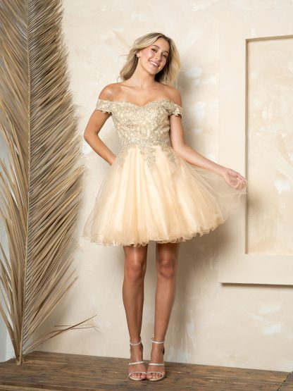 5208 - Short Tulle Off Shoulder Dress - Image 2