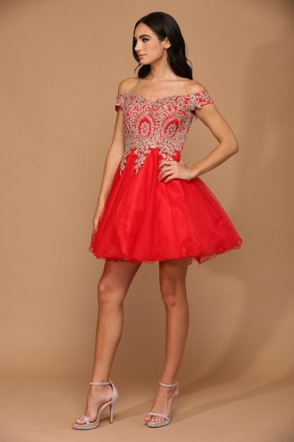 5208 - Short Tulle Off Shoulder Dress - Image 3