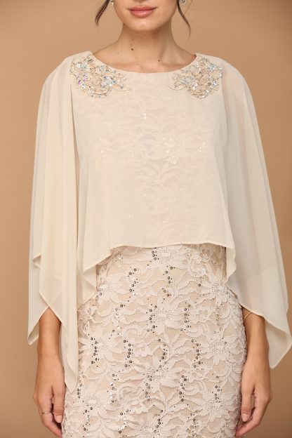 3296 - Short Mama Lace Dress W Cape - Image 6