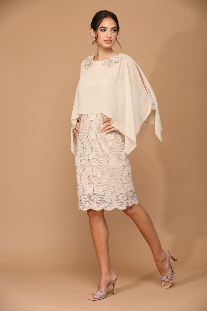 3296 - Short Mama Lace Dress W Cape - Image 7
