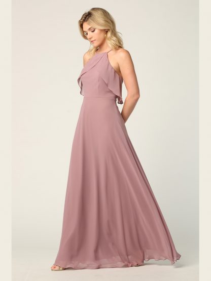 3315 - Ruffle Halter Chiffon Bridesmaid Gown - Image 10