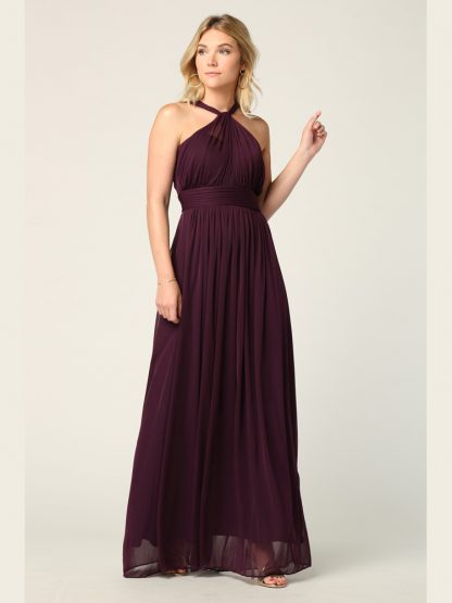 3206 | Twisted Halter Neckline Stretch Chiffon Gown - Image 5