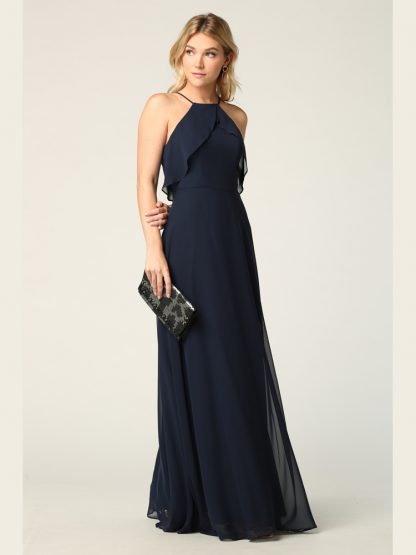 3315 - Ruffle Halter Chiffon Bridesmaid Gown - Image 13