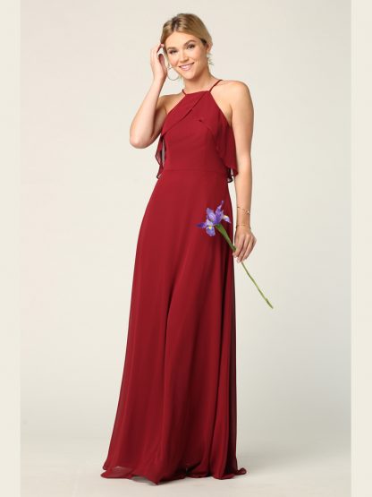 3315 - Ruffle Halter Chiffon Bridesmaid Gown - Image 8