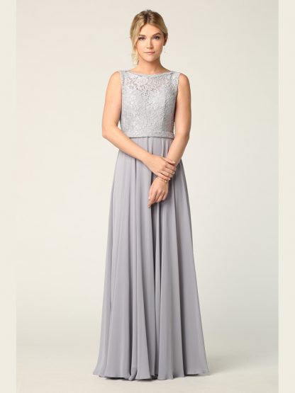 3299 - Sleeveless Lace And Chiffon Bm Dress - Image 12