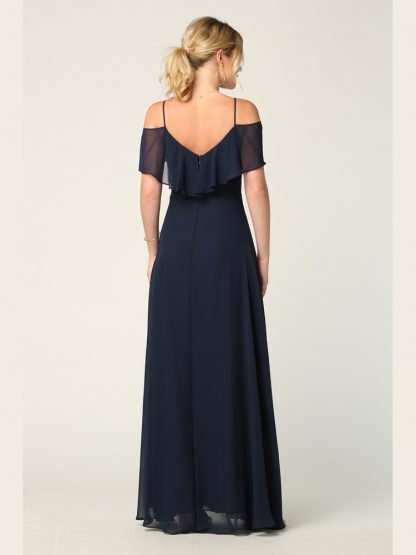 3263 | Cold Shoulder Ruffle Sleeve Bridesmaid Dress in Chiffon - Image 10