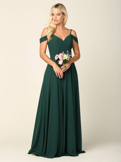 5183 - Pleated Off Shoulder Chiffon Gown - Image 4