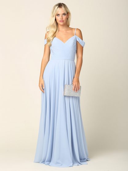 5183 - Pleated Off Shoulder Chiffon Gown - Image 9
