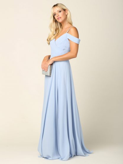 5183 - Pleated Off Shoulder Chiffon Gown - Image 10