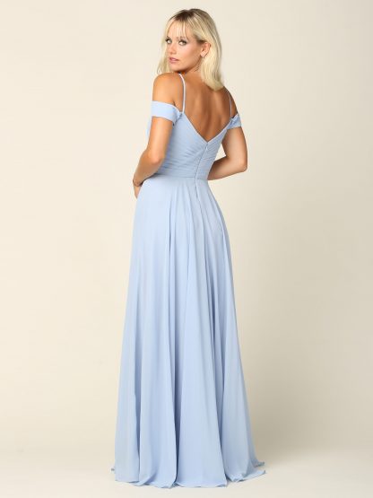 5183 - Pleated Off Shoulder Chiffon Gown - Image 11