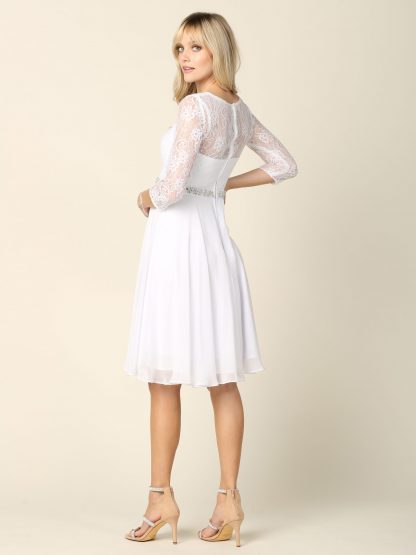 3340 - Short Dress W Belt 3/4 Sleeve - Image 3