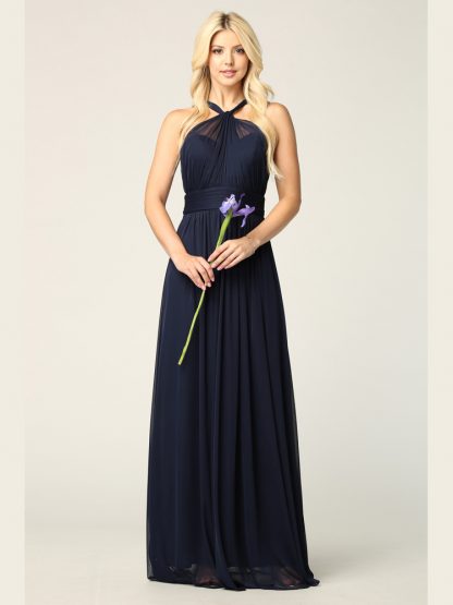 3206 | Twisted Halter Neckline Stretch Chiffon Gown - Image 11