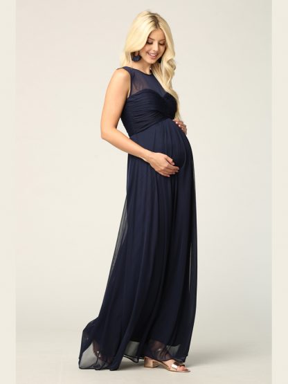 3153 | Stretch Chiffon Gown With Sweetheart Bodice and Empire Waist, Maternity Option - Image 7