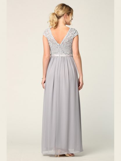 3161 | Cap Sleeve V-Neck Lace Dress With Chiffon Skirt - Image 15