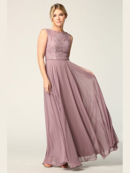 3299 - Sleeveless Lace And Chiffon Bm Dress - Image 14