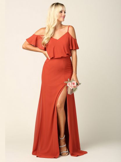 3333 - Blouson Top Gown With Cold Shoulder Details - Image 4