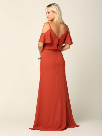 3333 - Blouson Top Gown With Cold Shoulder Details - Image 3