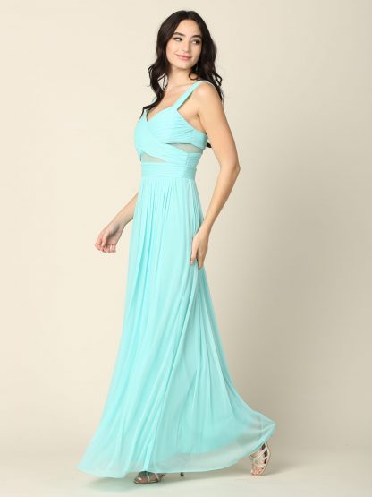 3125 | Stretch Chiffon Sheer Panel Dress - Image 6