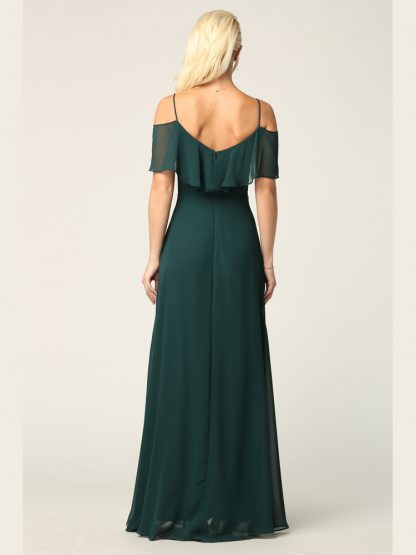 3263 | Cold Shoulder Ruffle Sleeve Bridesmaid Dress in Chiffon - Image 20