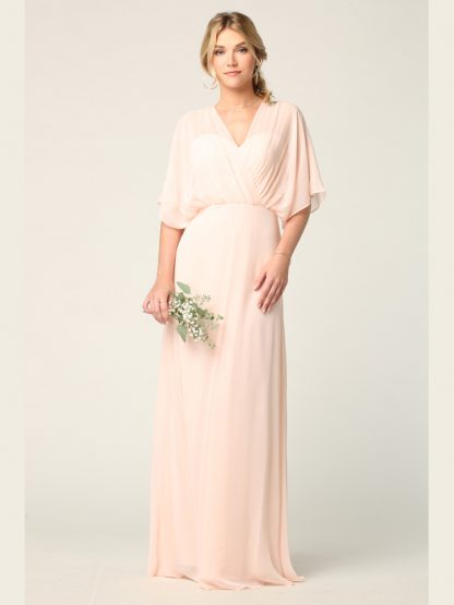 3338- Draped Sleeve Chiffon Gown