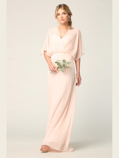 3338- Draped Sleeve Chiffon Gown - Image 2