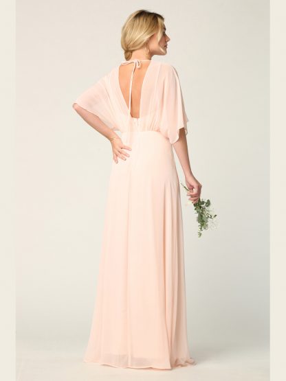3338- Draped Sleeve Chiffon Gown - Image 3