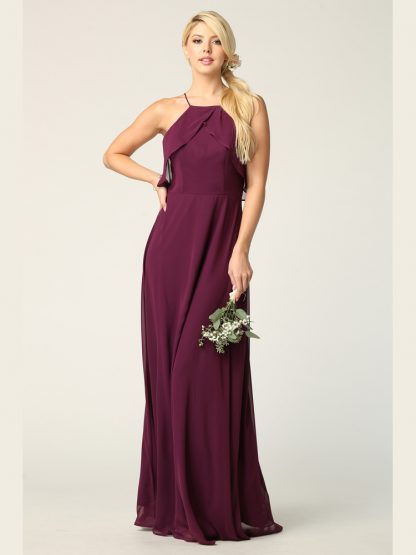 3315 - Ruffle Halter Chiffon Bridesmaid Gown - Image 9