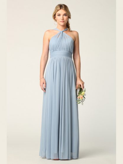 3206 | Twisted Halter Neckline Stretch Chiffon Gown - Image 6