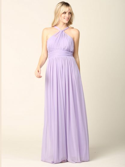 3206 | Twisted Halter Neckline Stretch Chiffon Gown - Image 12