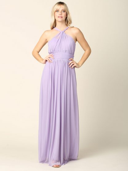 3206 | Twisted Halter Neckline Stretch Chiffon Gown - Image 13