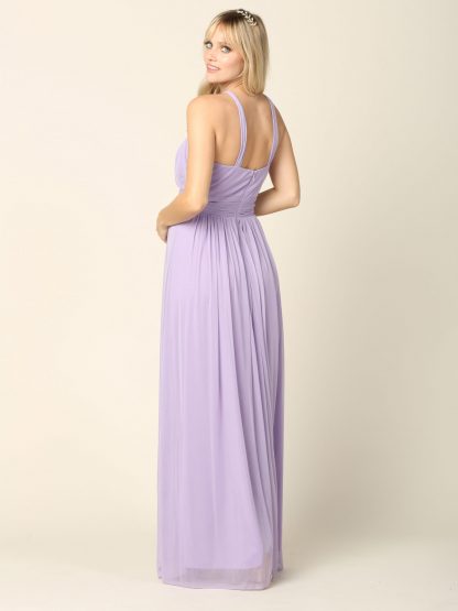 3206 | Twisted Halter Neckline Stretch Chiffon Gown - Image 14