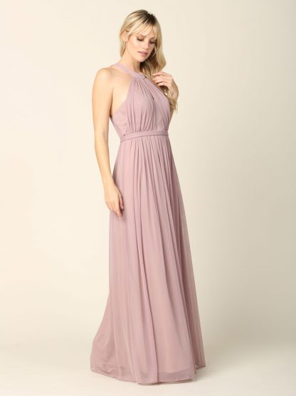 3252 | Stretch Chiffon Halter Bridesmaid Dress - Image 2