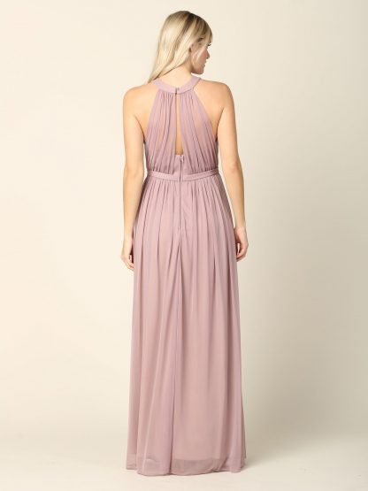 3252 | Stretch Chiffon Halter Bridesmaid Dress - Image 3