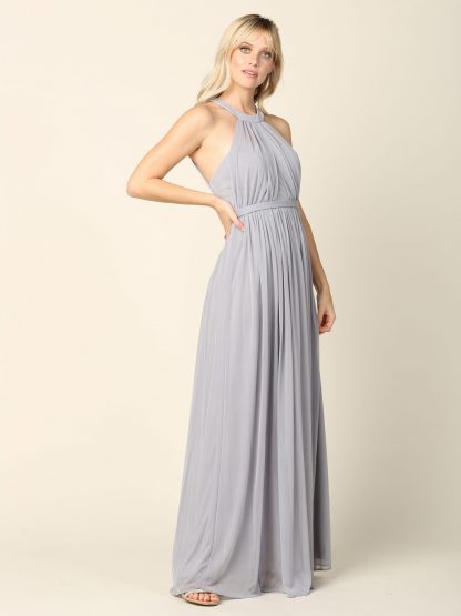 3252 | Stretch Chiffon Halter Bridesmaid Dress - Image 4