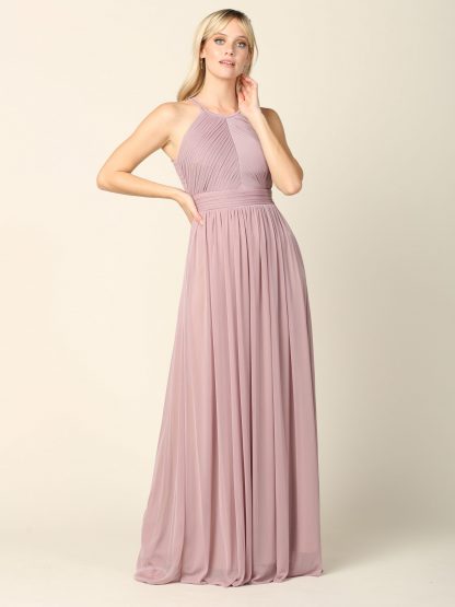 3281 - Halter Pleated Bridesmaid Dress - Image 8