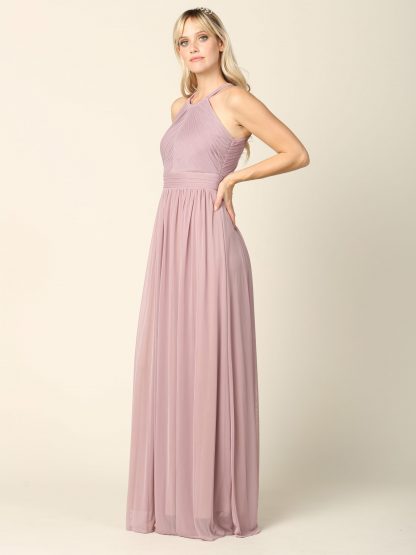 3281 - Halter Pleated Bridesmaid Dress - Image 9