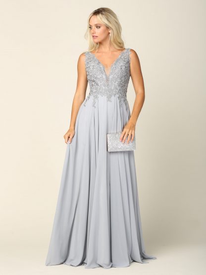 5201 - Embroidered Lace Bodice Gown - Image 8