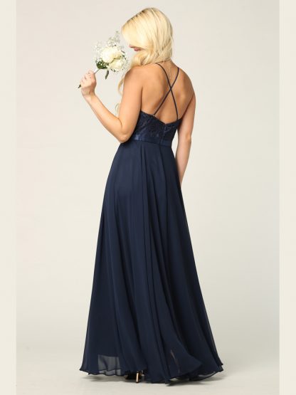 3216 | Lace Halter Cross Back Gown With Chiffon Skirt - Image 11