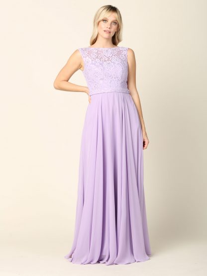 3299 - Sleeveless Lace And Chiffon Bm Dress - Image 8