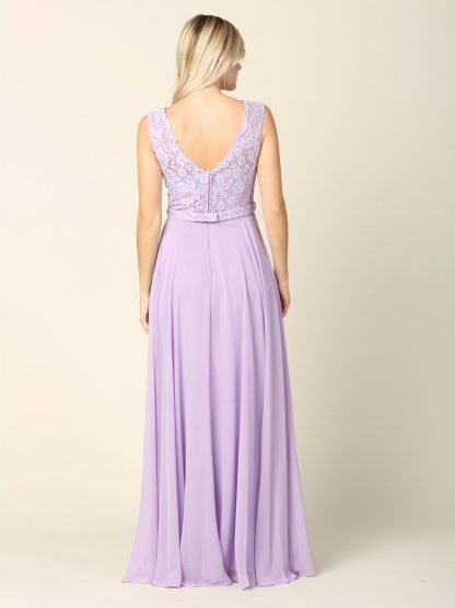 3299 - Sleeveless Lace And Chiffon Bm Dress - Image 9