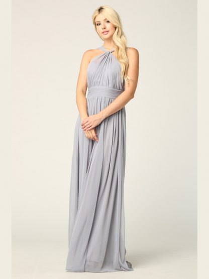 3206 | Twisted Halter Neckline Stretch Chiffon Gown - Image 7