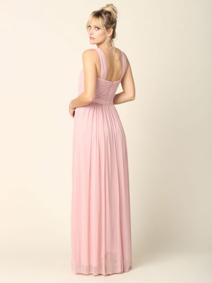 3204 | Pleated Top Stretch Chiffon Bridesmaid Dress - Image 3