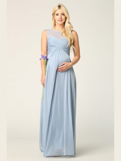 3153 | Stretch Chiffon Gown With Sweetheart Bodice and Empire Waist, Maternity Option - Image 8