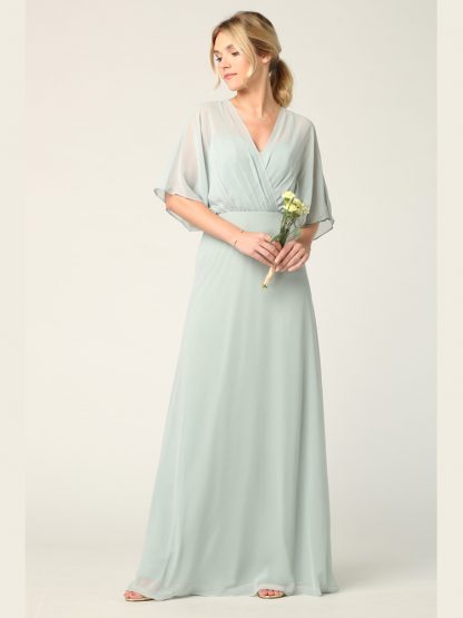 3338- Draped Sleeve Chiffon Gown - Image 5