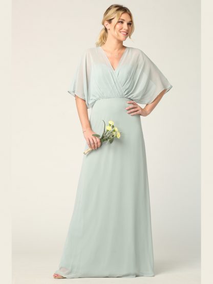 3338- Draped Sleeve Chiffon Gown - Image 4