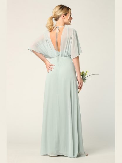 3338- Draped Sleeve Chiffon Gown - Image 6